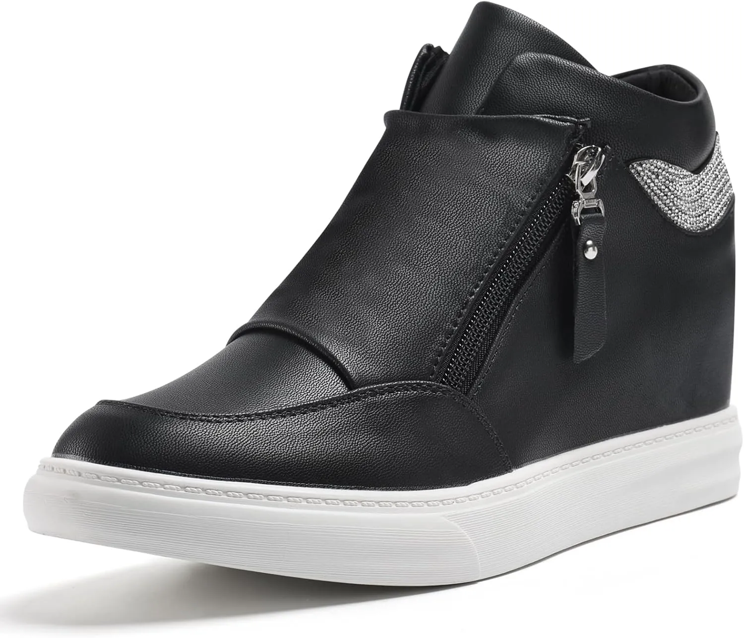 Ckrola Womens Fashion Platform Shoes Hidden Wedge Heel High Top Sneakers for Women Platform Boots Working Shoes Women
