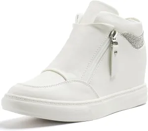 Ckrola Womens Fashion Platform Shoes Hidden Wedge Heel High Top Sneakers for Women Platform Boots Working Shoes Women