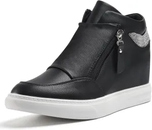 Ckrola Womens Fashion Platform Shoes Hidden Wedge Heel High Top Sneakers for Women Platform Boots Working Shoes Women