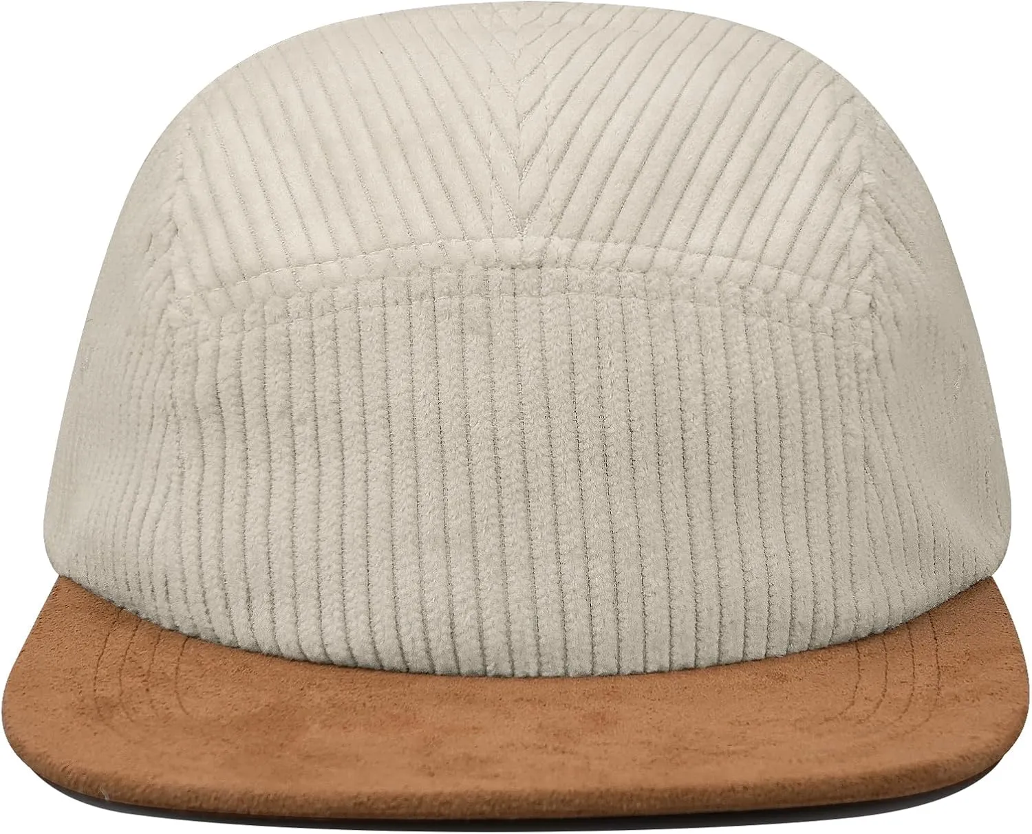 Clakllie 5 Panel Corduroy Baseball Cap for Men Women Soft Flat Brim Trucker Hat Adjustable Hip Hop Hat for Outdoor Travel