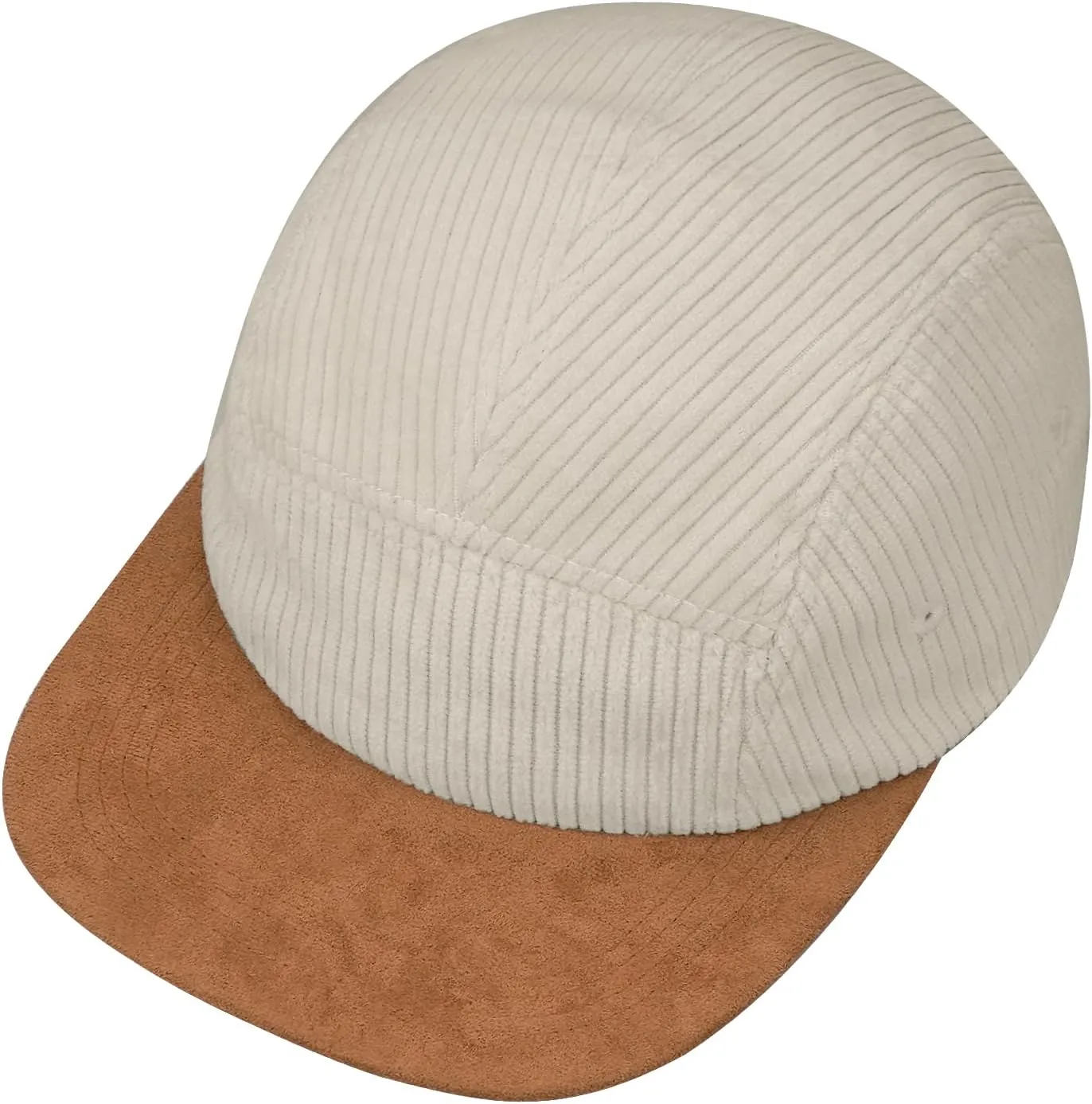 Clakllie 5 Panel Corduroy Baseball Cap for Men Women Soft Flat Brim Trucker Hat Adjustable Hip Hop Hat for Outdoor Travel
