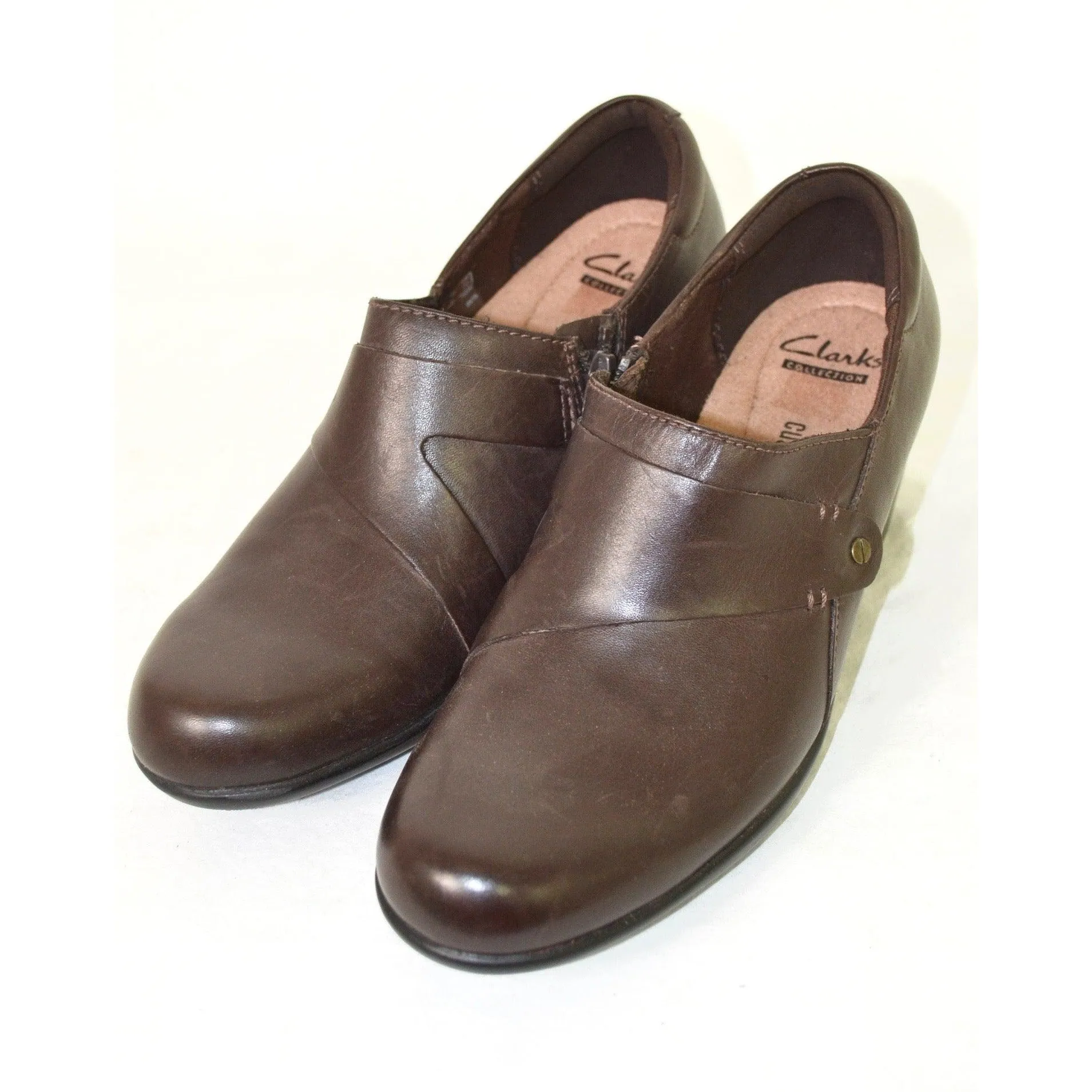 Clarks Women's Genette Frolic Leather Shoes Size 9 Brown