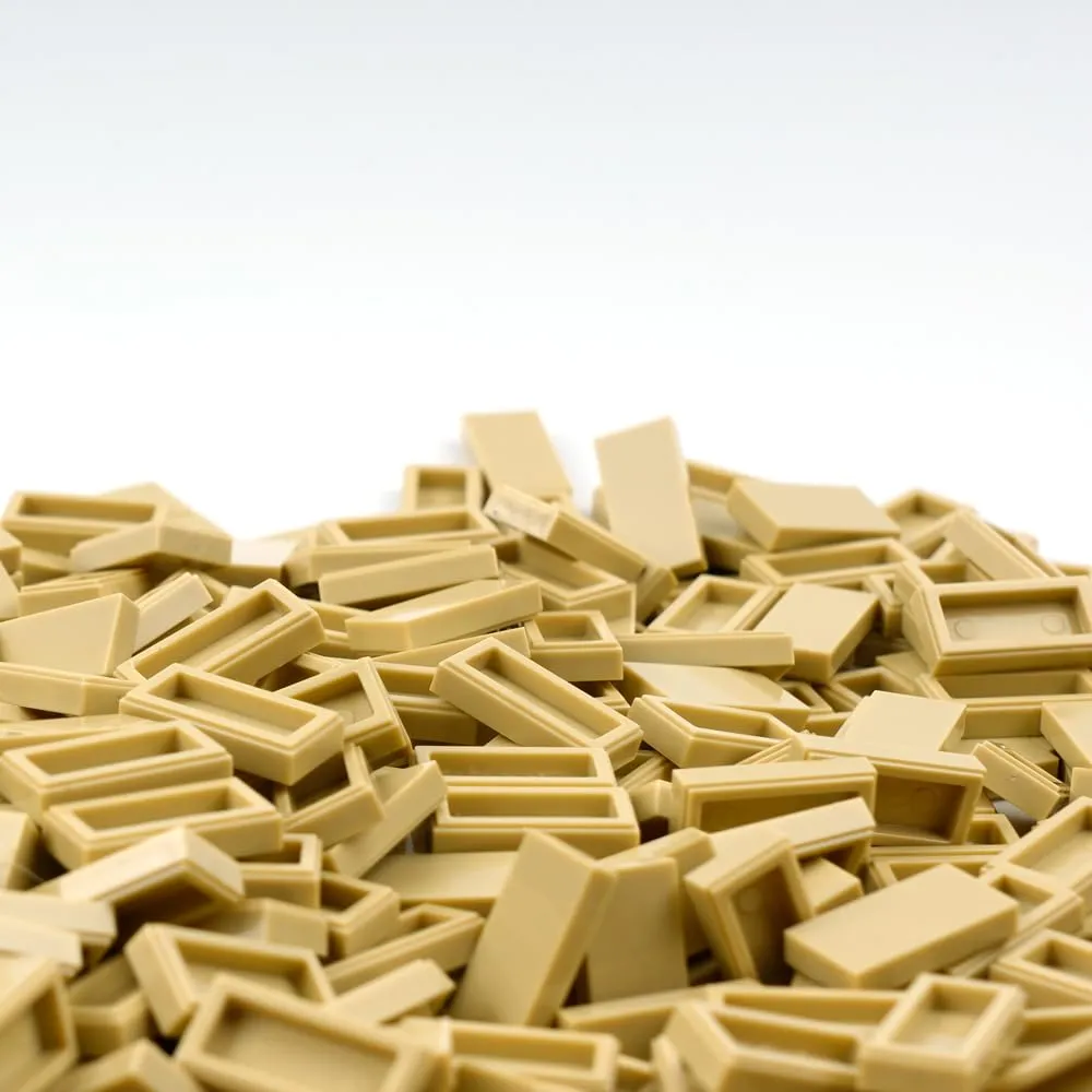 Classic Bricks Tiles 1x2 Flat - 1000pcs Basic Building Blocks Parts and Pieces,Smooth Plate MOC Accessories Bulk Lots Beige