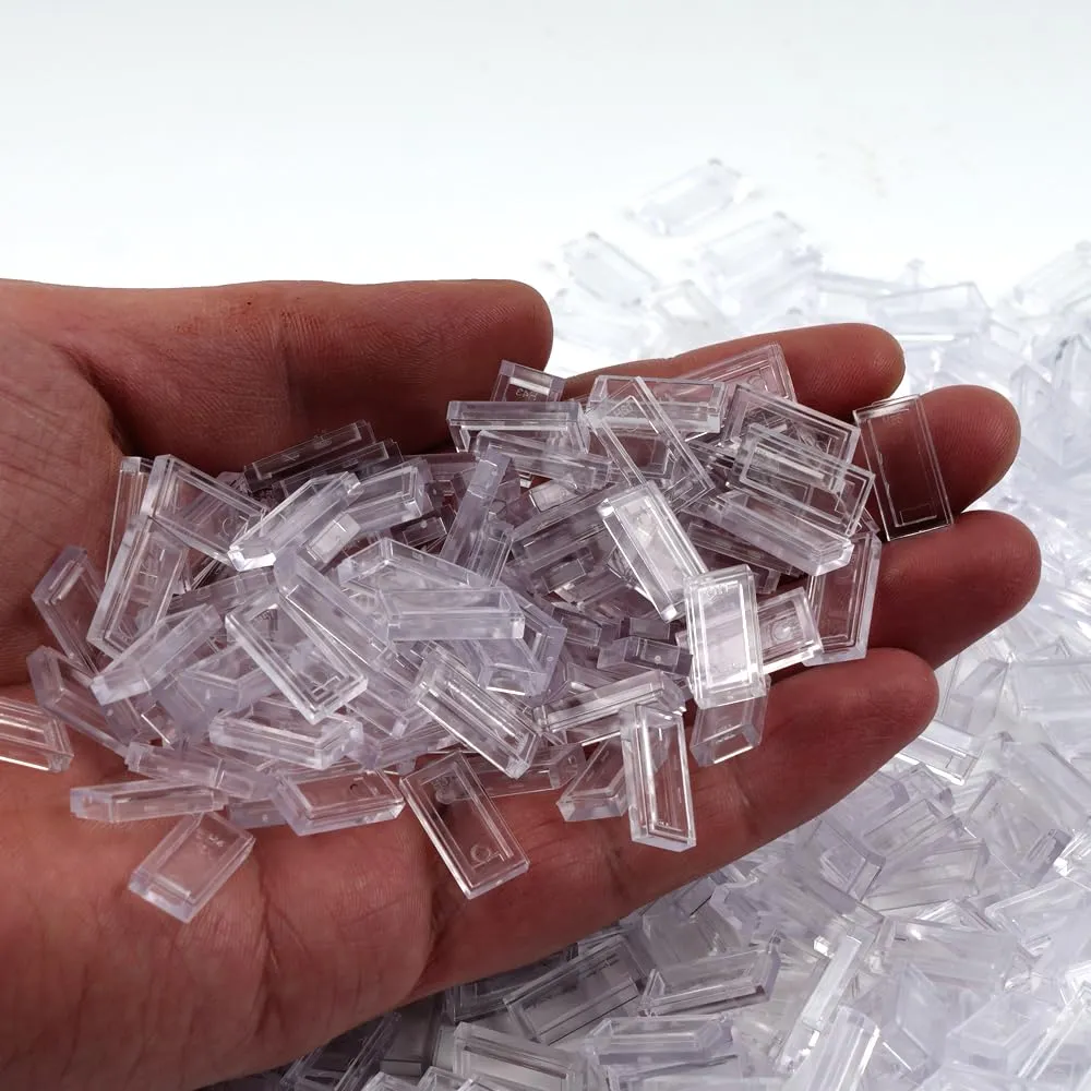 Clear Tiles 1x2 Flat Bricks - 1000pcs Classic Building Blocks Parts and Pieces,Smooth Plate MOC Accessories Bulk Lots Transparent