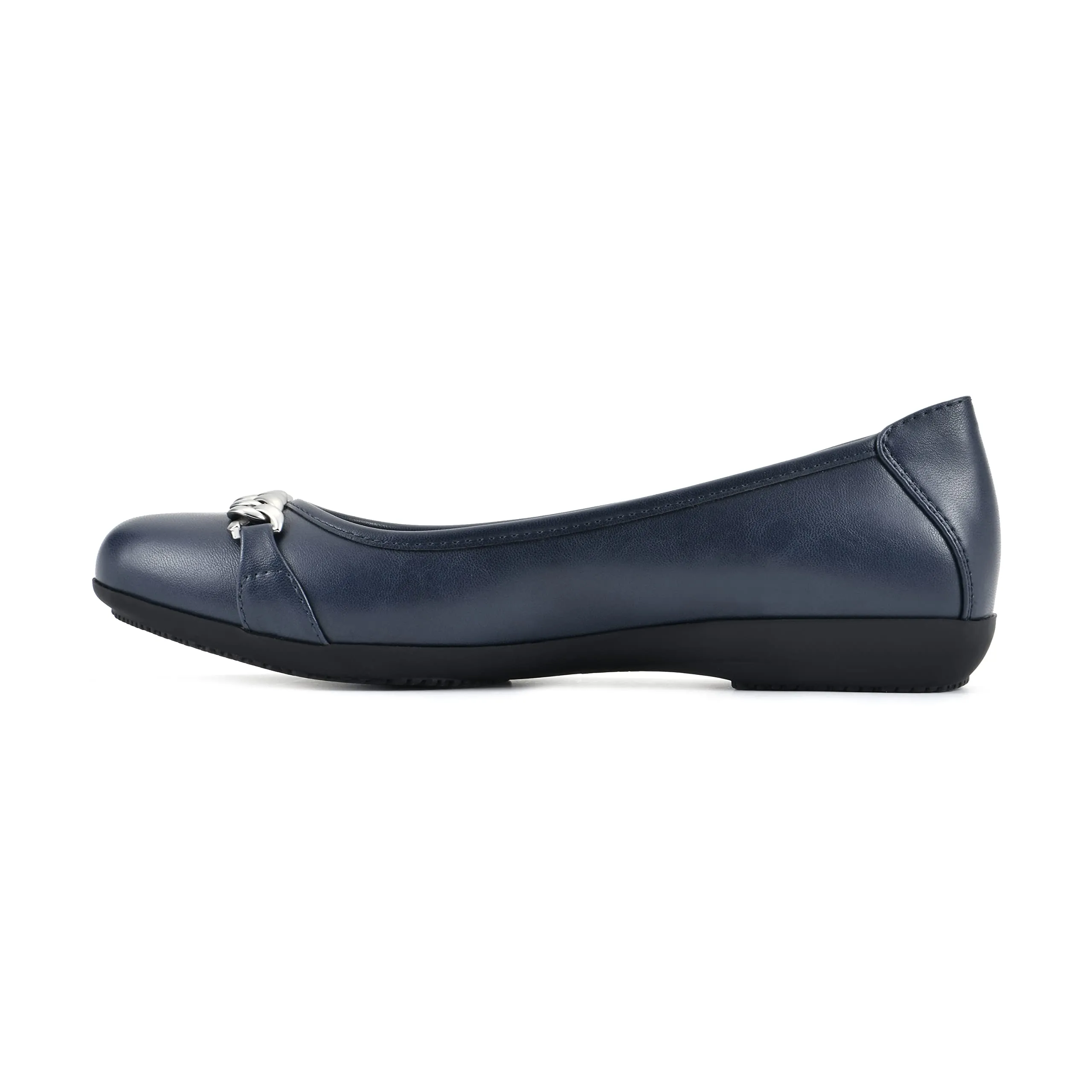 CLIFFS BY WHITE MOUNTAIN Charmed Women's Ballet Flat, Navy/Smooth, 6 M