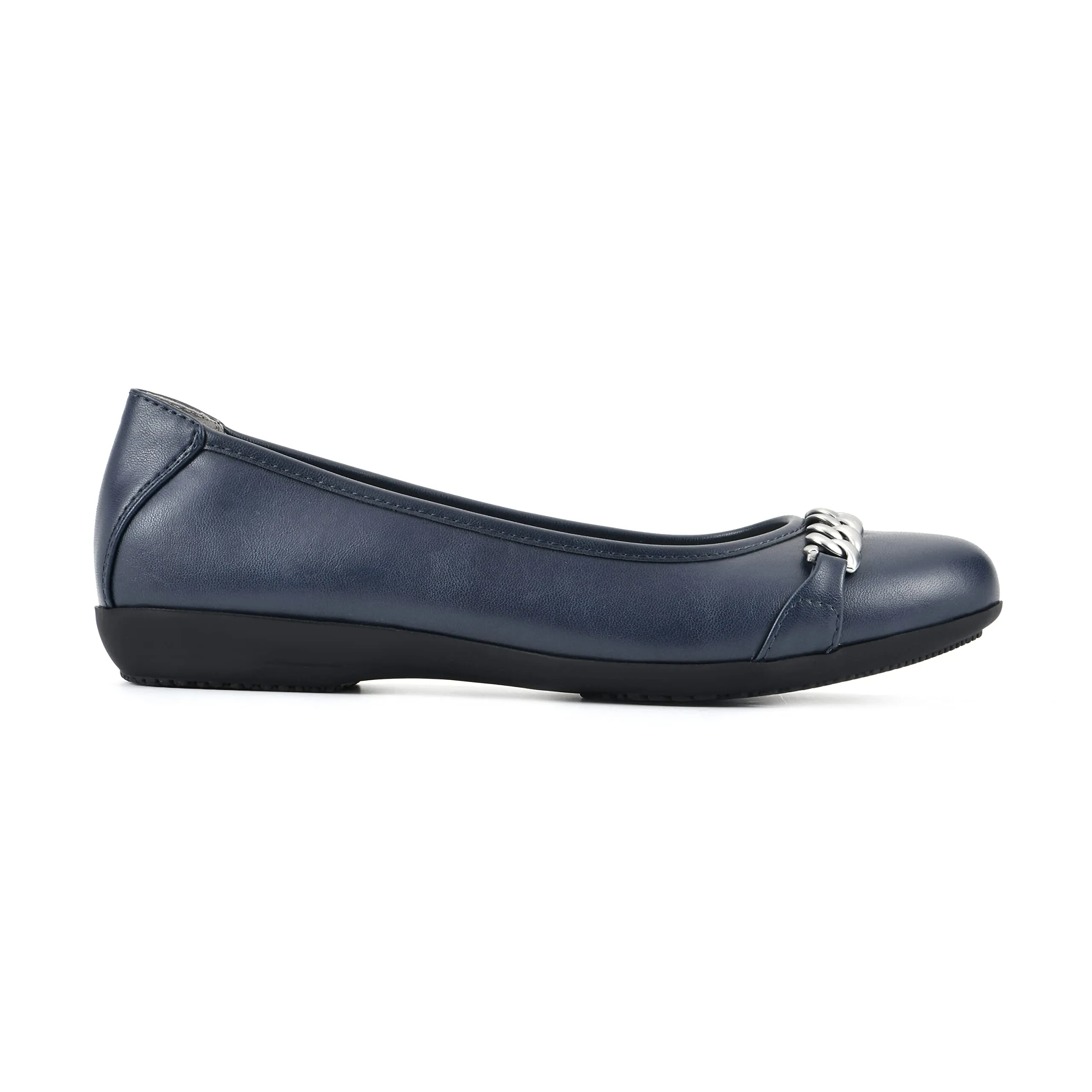 CLIFFS BY WHITE MOUNTAIN Charmed Women's Ballet Flat, Navy/Smooth, 7.5 M