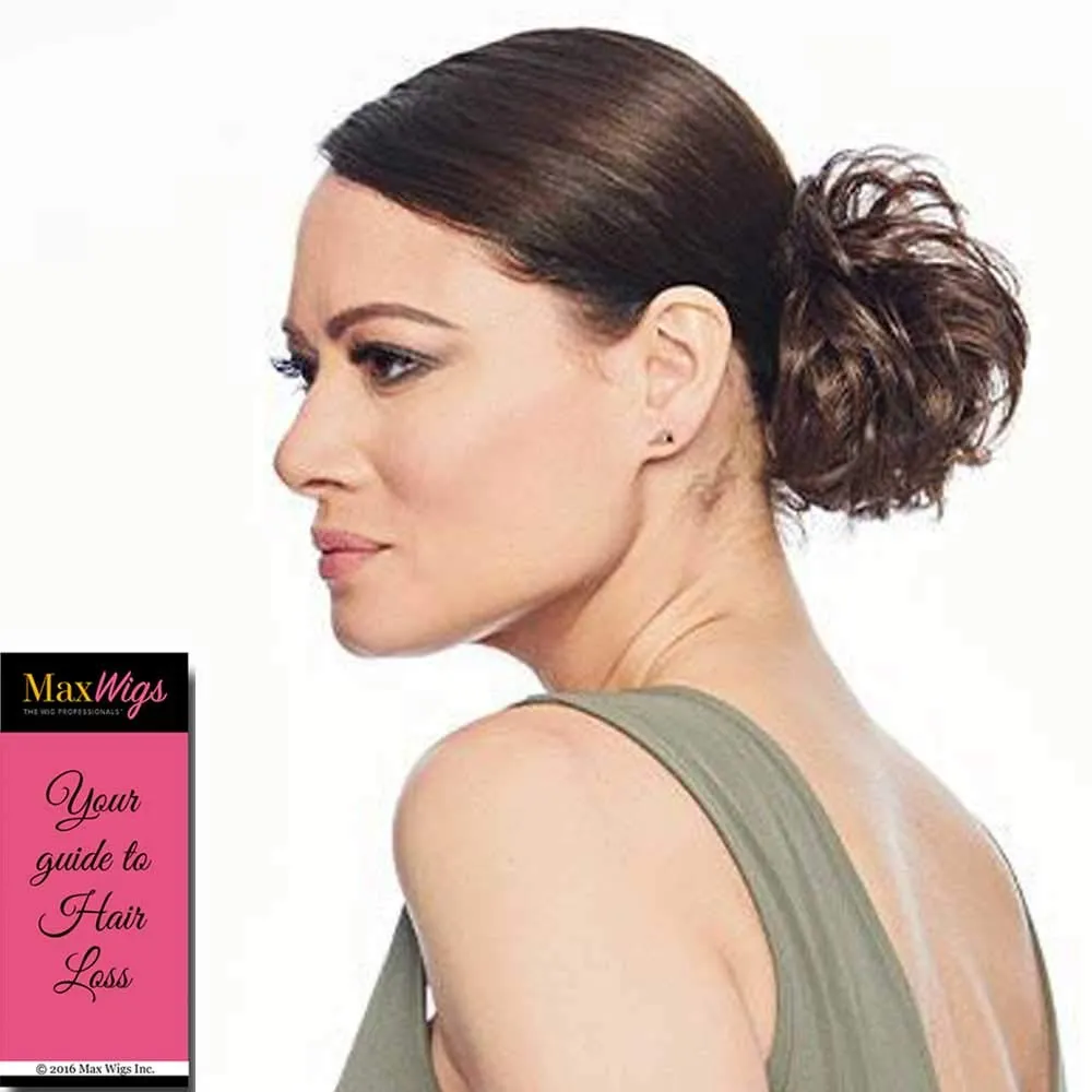 Clip in Pouf Hairdo Color R6 Dark Chocolate - Petite Clip-On Attachment 8.25" Total Length Natural Hair Look Tru2Life 100% Heat Friendly Synthetic Hairpiece Toni Postizo Puf Maxwigs Hairloss Booklet