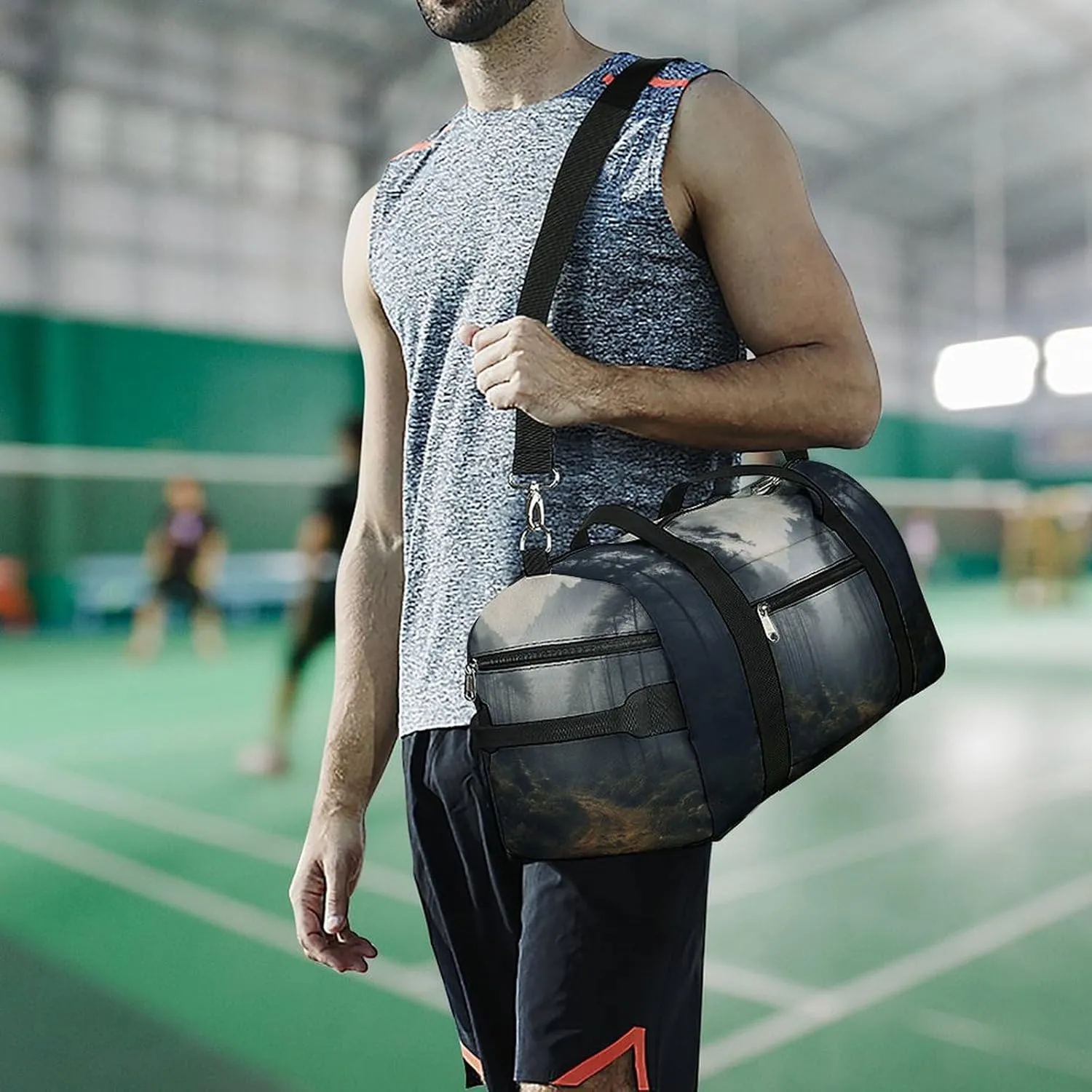 Cloud Forest Sports Gym Bag Carry on Holdalls for Men Small Duffel Bags for Women with Shoe Compartment