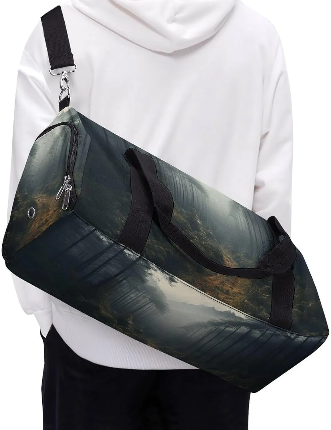 Cloud Forest Sports Gym Bag Carry on Holdalls for Men Small Duffel Bags for Women with Shoe Compartment