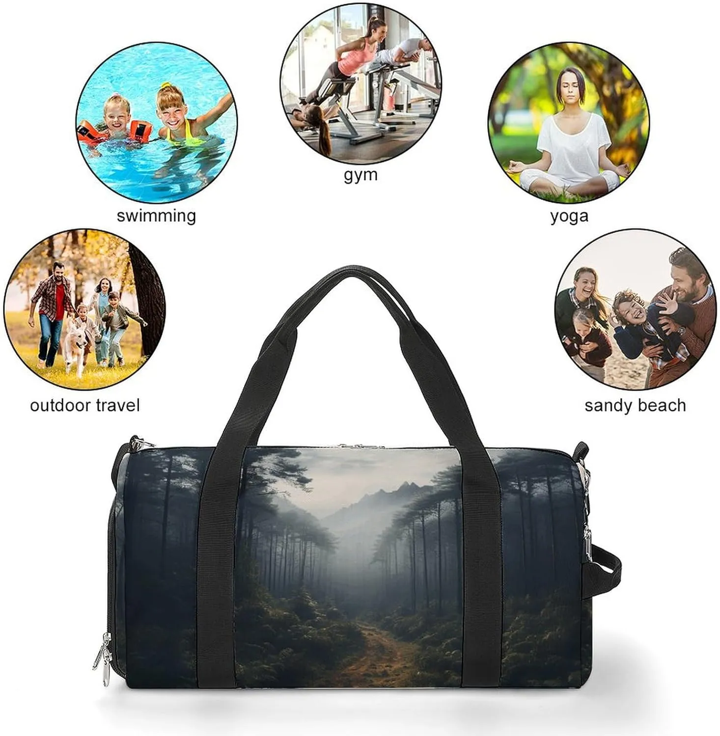 Cloud Forest Sports Gym Bag Carry on Holdalls for Men Small Duffel Bags for Women with Shoe Compartment
