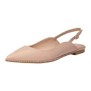 Coach Women's VAE Leather Skimmer Ballet Flat, Beechwood, 6.5