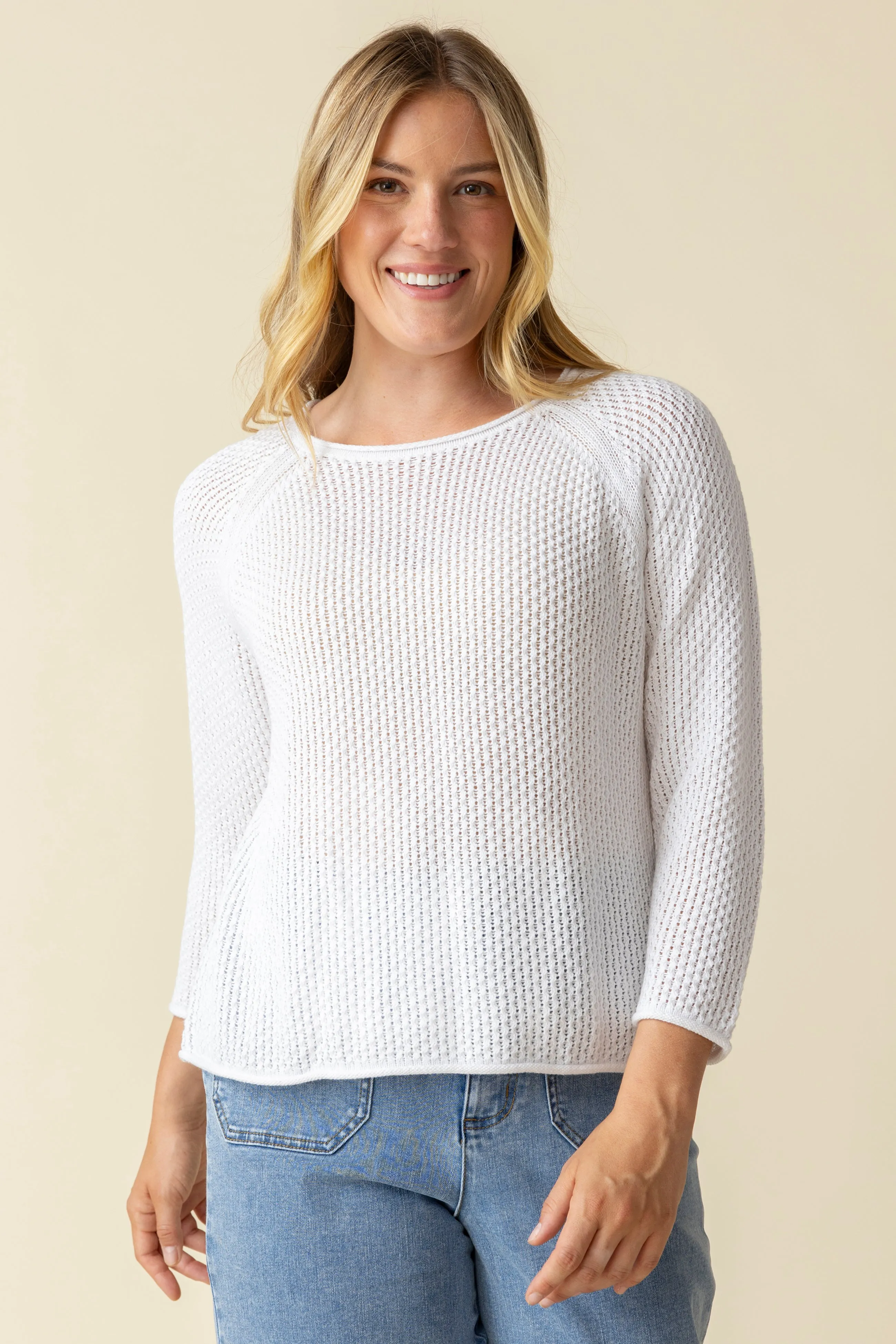 Coastal Crochet Pullover in White