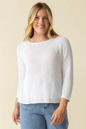 Coastal Crochet Pullover in White