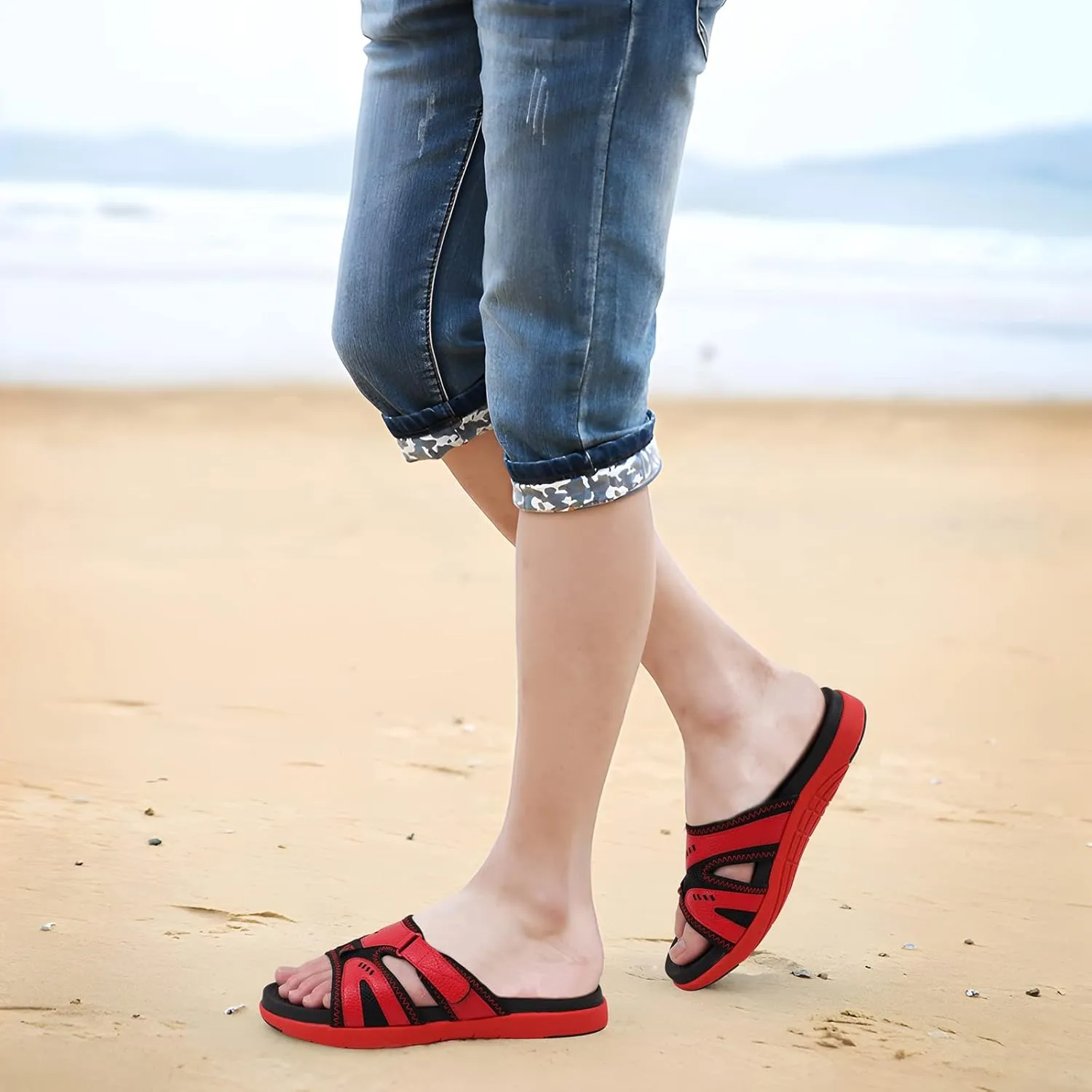 COFACE Mens Sport Recovery Sandals Plantar Fasciitis Soft Cushion Lightweight Orthotic Slides for Men
