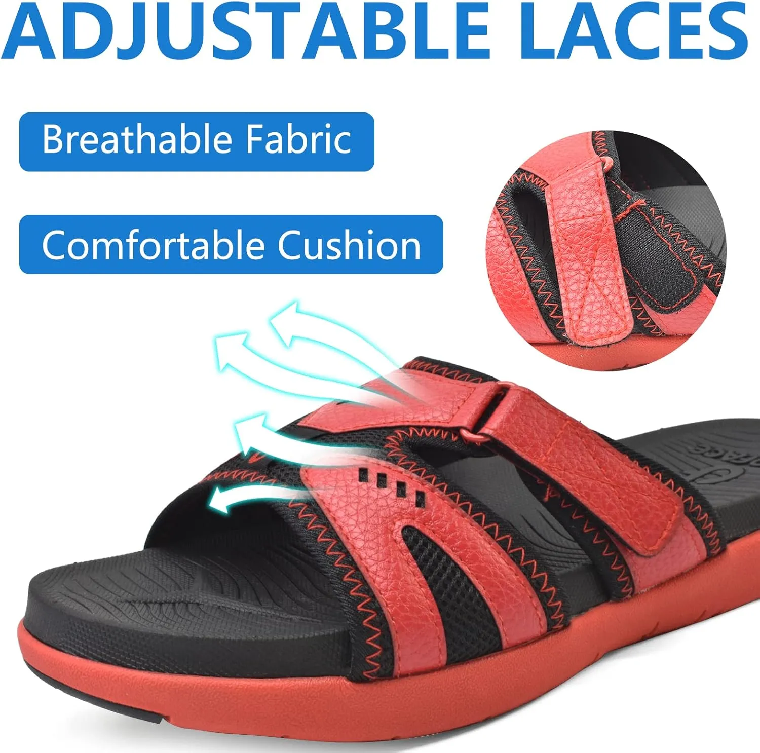 COFACE Mens Sport Recovery Sandals Plantar Fasciitis Soft Cushion Lightweight Orthotic Slides for Men