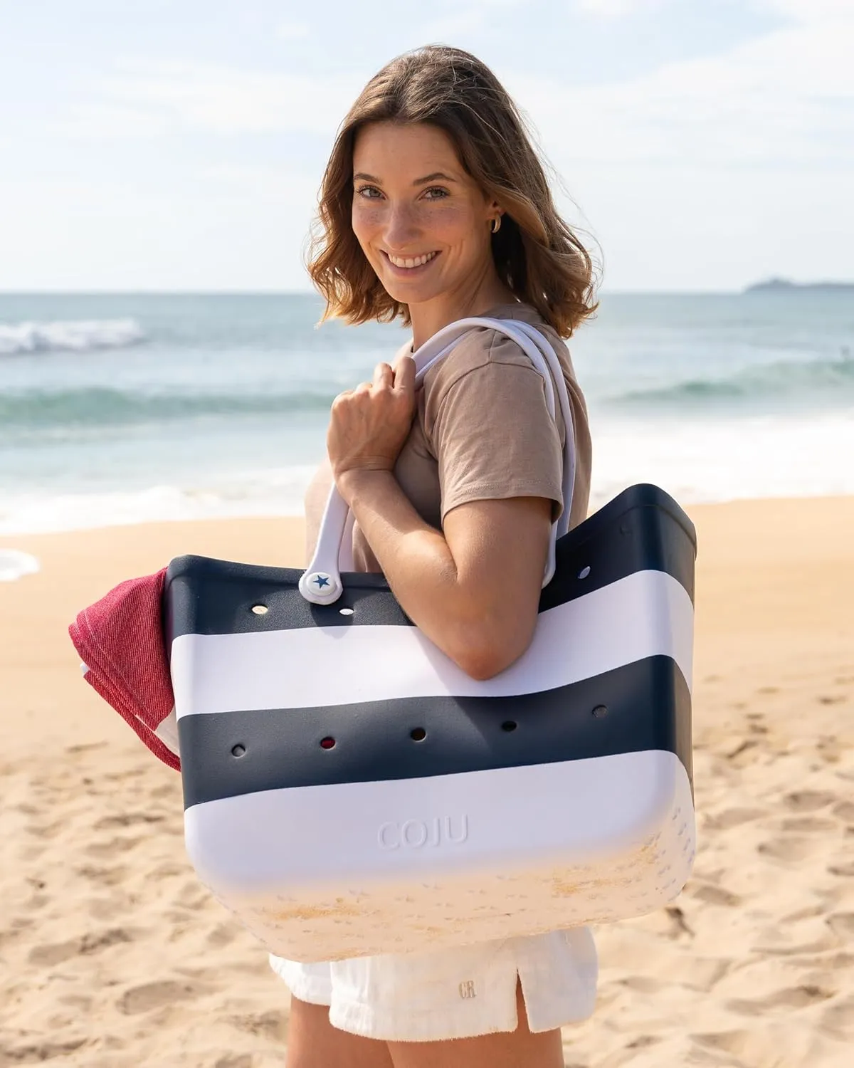 COJU Rubber Tote Bag Waterproof XL Large Tote Bag for Beach Pool Boat Sports Travel Washable Tip Proof Durable