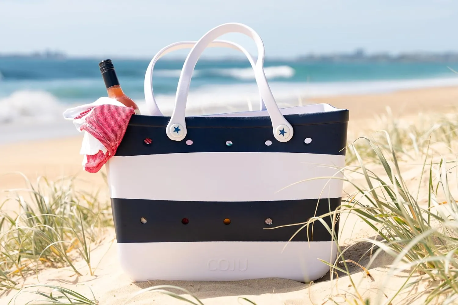 COJU Rubber Tote Bag Waterproof XL Large Tote Bag for Beach Pool Boat Sports Travel Washable Tip Proof Durable