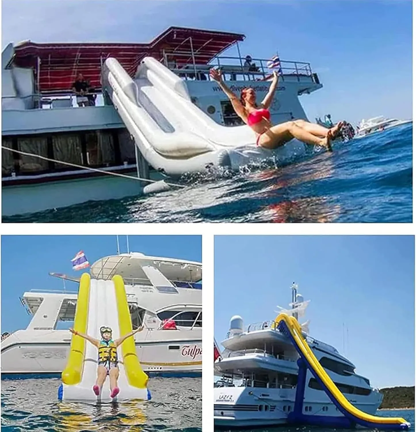 Commercial Custom Water Yacht Inflatable Slide with Air Pump for Summer Outdoor Sea Party, Private Dock