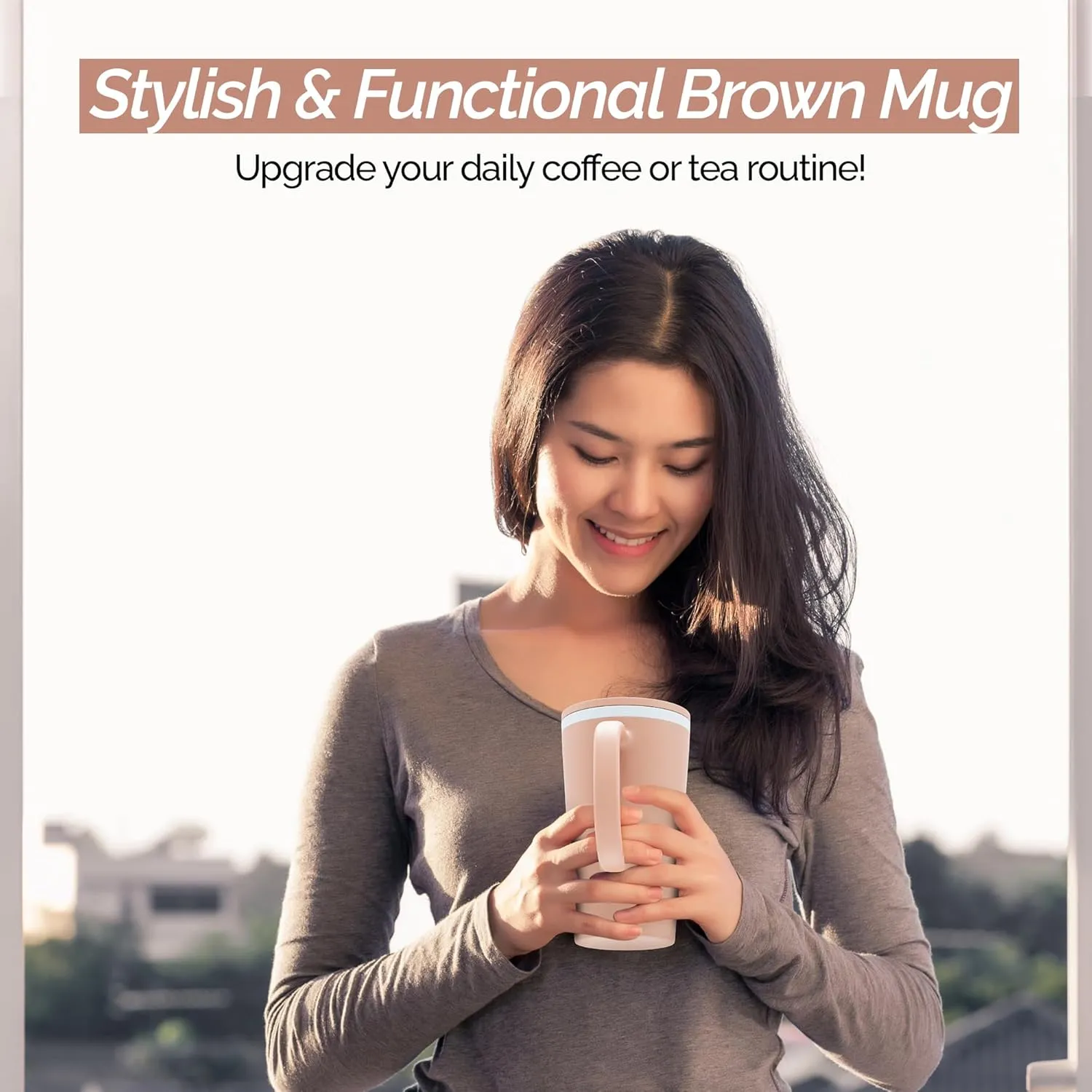 Copco Cone Desk Mug, 16 Ounce - Double Wall Insulated Travel-Friendly Mug with Lid and Handle, Microwave & Dishwasher Safe, BPA-Free Mug, Desk-Friendly & Car Cup Holder Compatible (Brown)