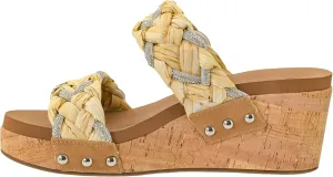 Corkys Footwear Total Knockout 2.5-Inch Wedge sandal - Two braided Straps With Touches of Rhinestones, Soft EVA Insoles, Easy Slip-on For All Day Wear