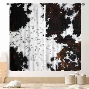 Cowhide Curtains, Western Brown Cow Print Cow Animal Skin Fur Pattern Rustic Farmhouse Country Style Blackout Window Drapery Treatments for Bedroom Living Room Kitchen Bathroom 2 Panels, 42"x45" Inch