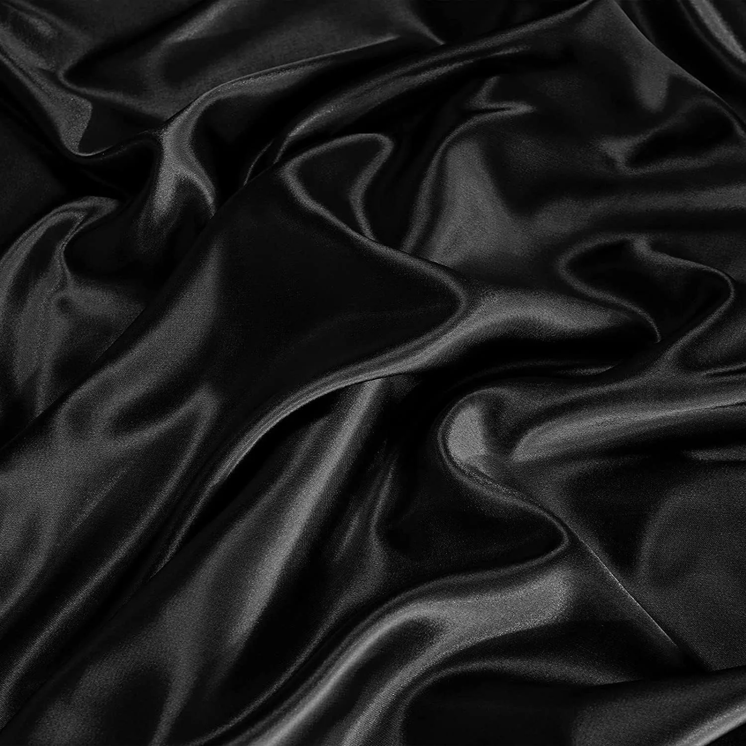 CozyLux Satin Sheets King Size - 6 Piece Black Bed Sheet Set with Silky Microfiber, 1 Deep Pocket Fitted Sheet, 1 Flat Sheet, and 4 Pillowcases - Smooth and Soft