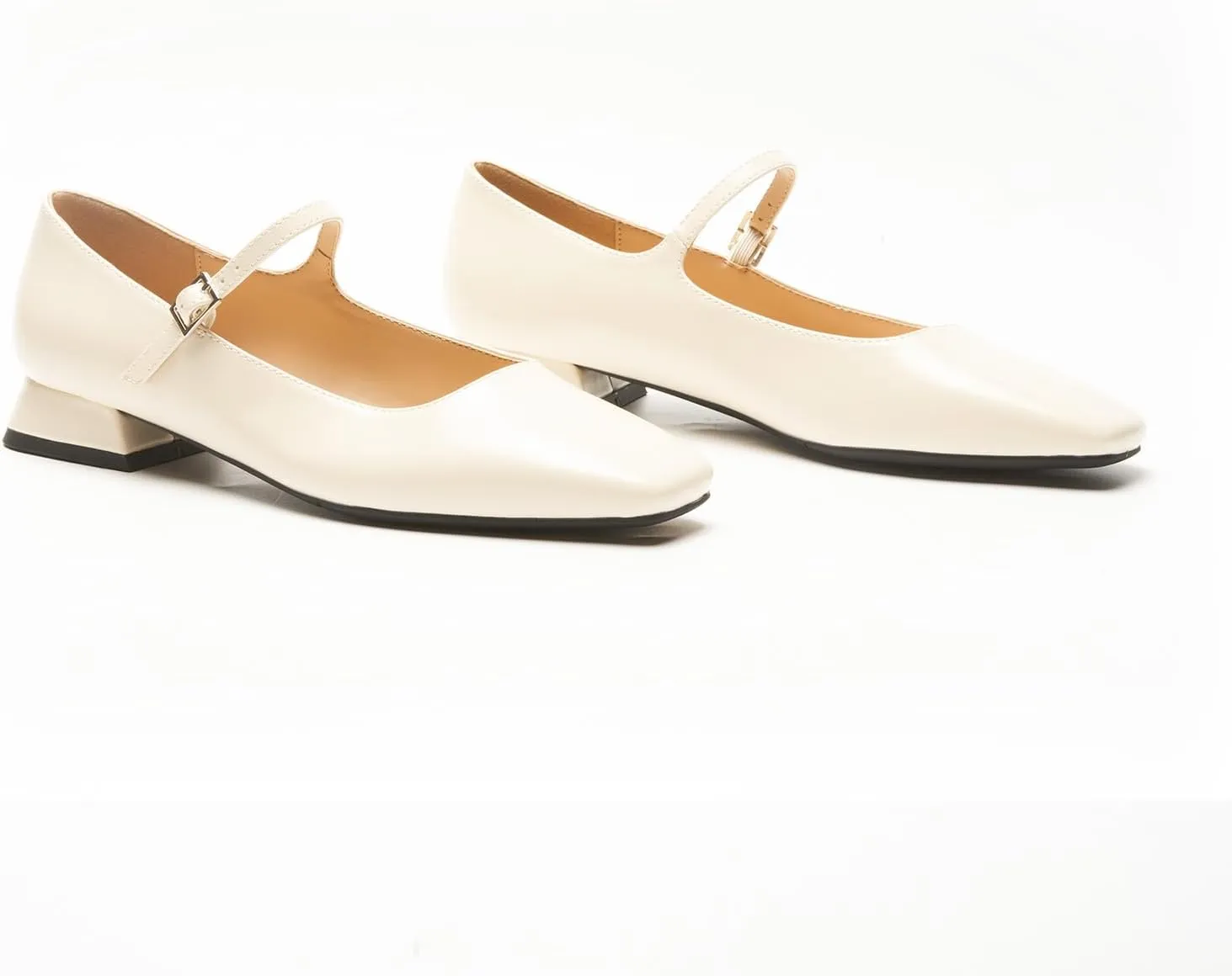C.Paravano Women's Mary Jane Flats Adjustable Strap & Square Toe | Memory Foam Comfort | Perfect for Office, Weddings, Travel