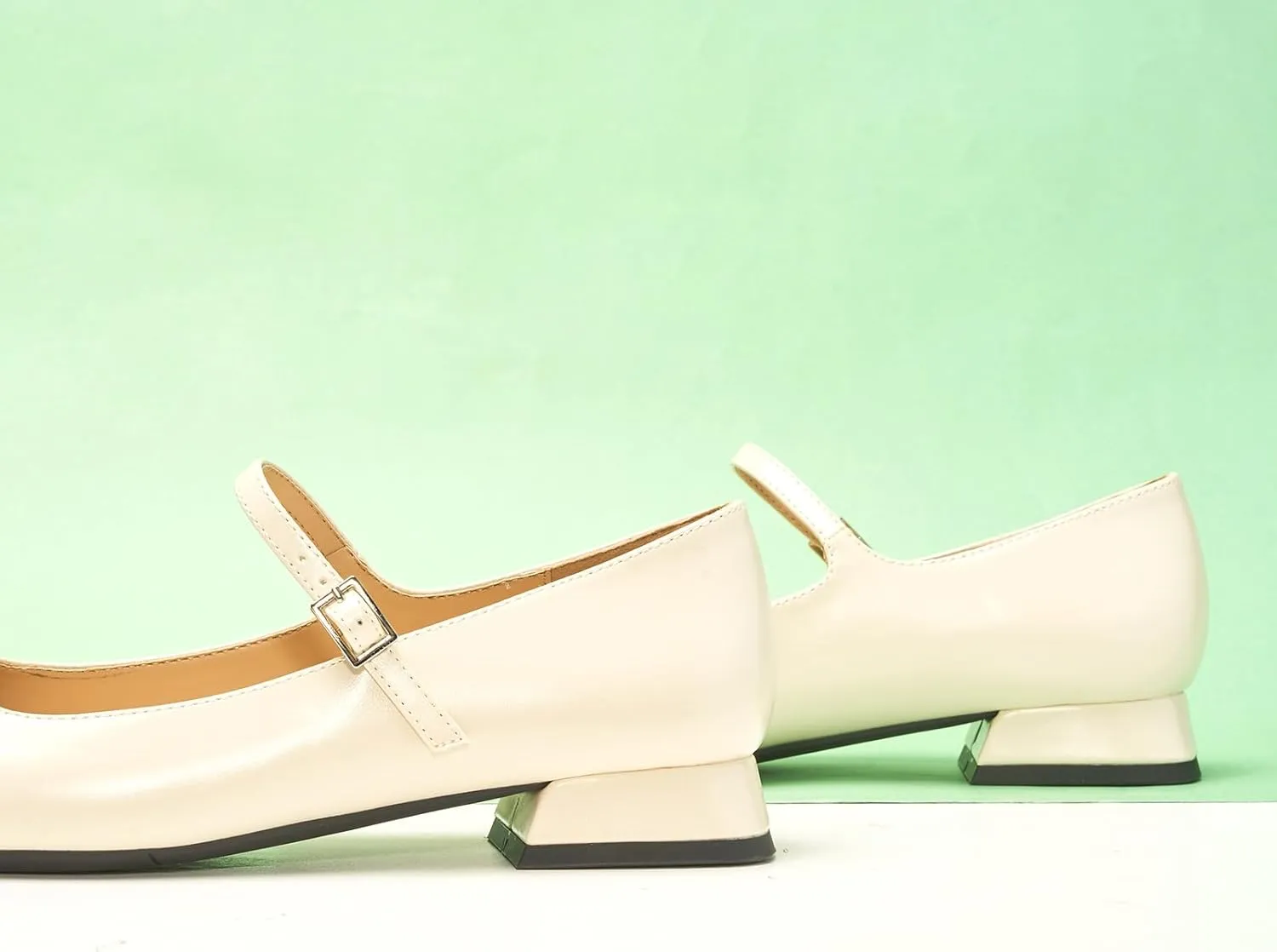 C.Paravano Women's Mary Jane Flats Adjustable Strap & Square Toe | Memory Foam Comfort | Perfect for Office, Weddings, Travel