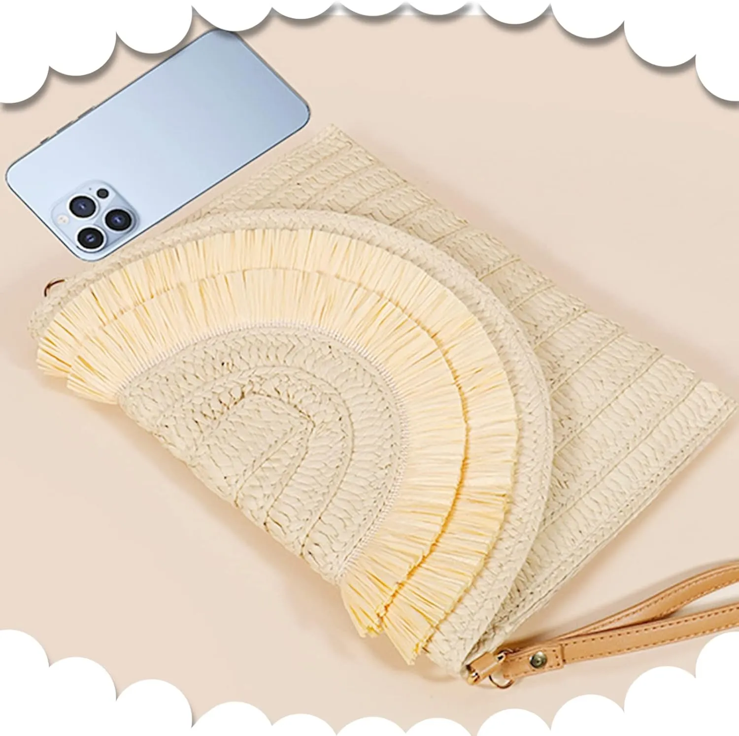 Crossbody Bags for Women, Straw Clutch Purses, Bohemian Handmade Woven Envelope Package, Tassel Handbags for Women