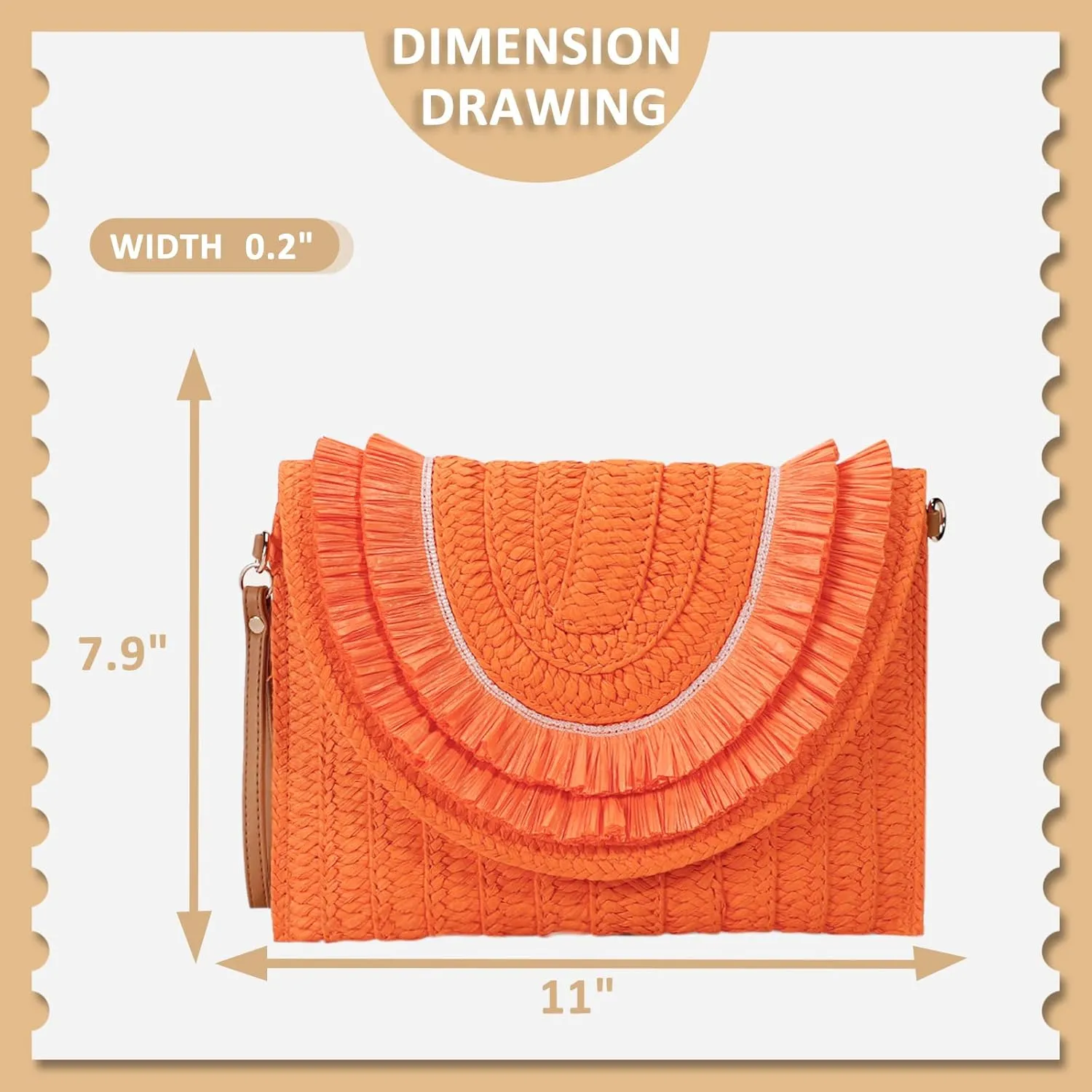Crossbody Bags for Women, Straw Clutch Purses, Bohemian Handmade Woven Envelope Package, Tassel Handbags for Women