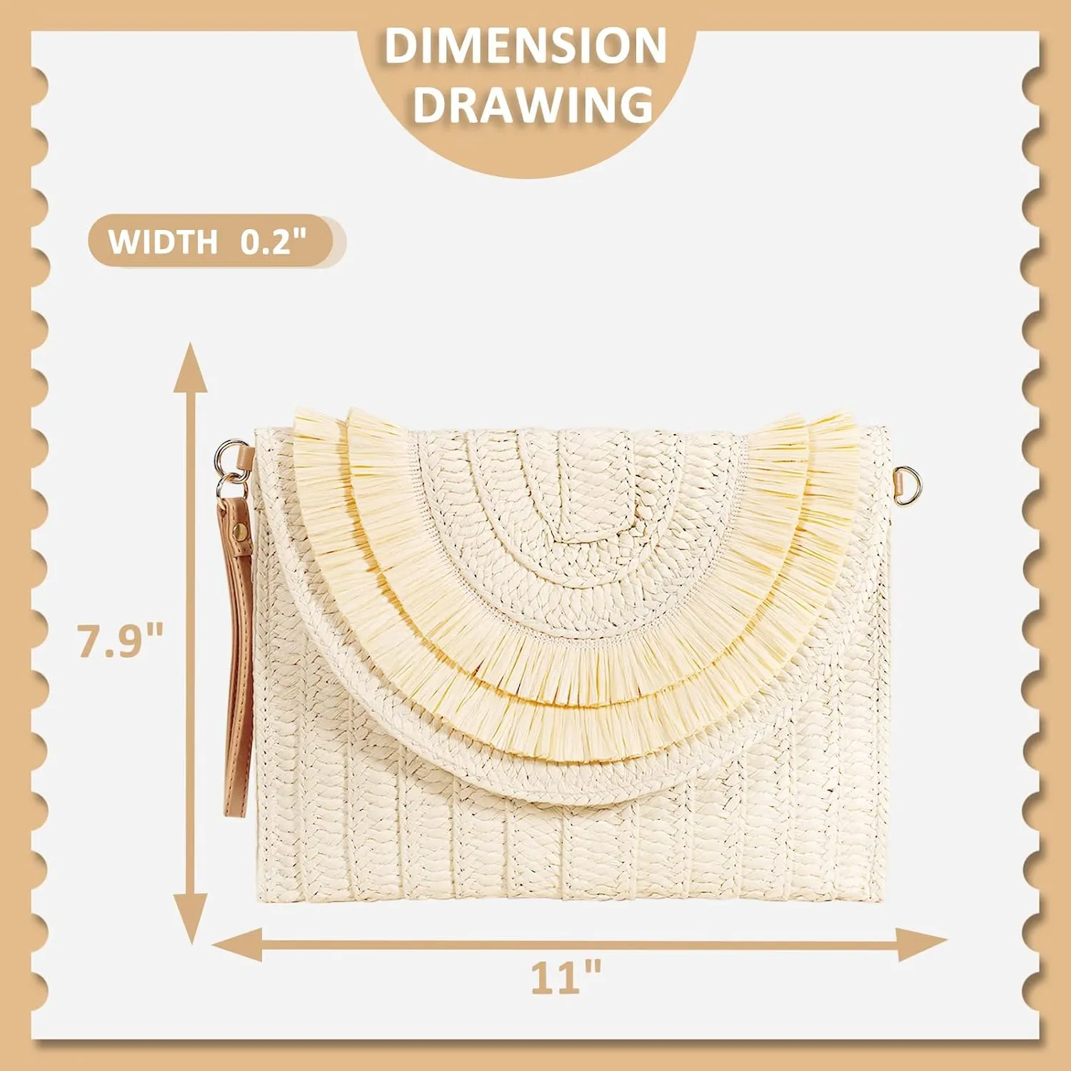 Crossbody Bags for Women, Straw Clutch Purses, Bohemian Handmade Woven Envelope Package, Tassel Handbags for Women