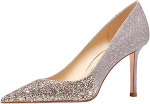 Crystal 3.34 Inch High Heels, Stiletto Pumps for Women Sexy Closed Pointed Toe Heels Comfortable Sexy Wedding Shose
