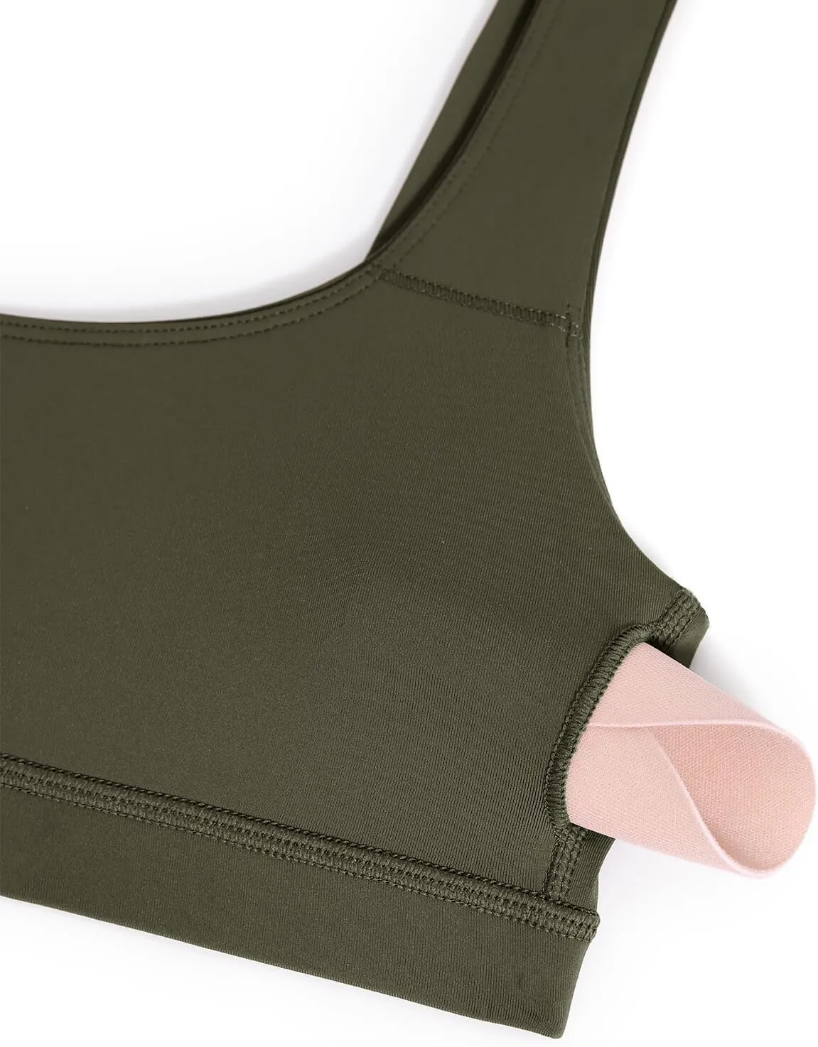 CRZ YOGA Womens Scoop Neck Bikini Tops Wide Straps U Back Bathing Suit Swimsuit Push Up Padded Sports Bra