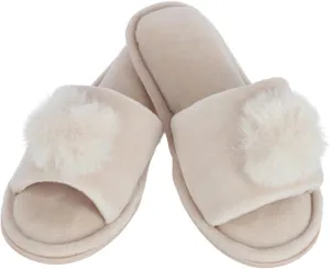 CTM® Girl's Soft Pom Open Toe Slide Slippers