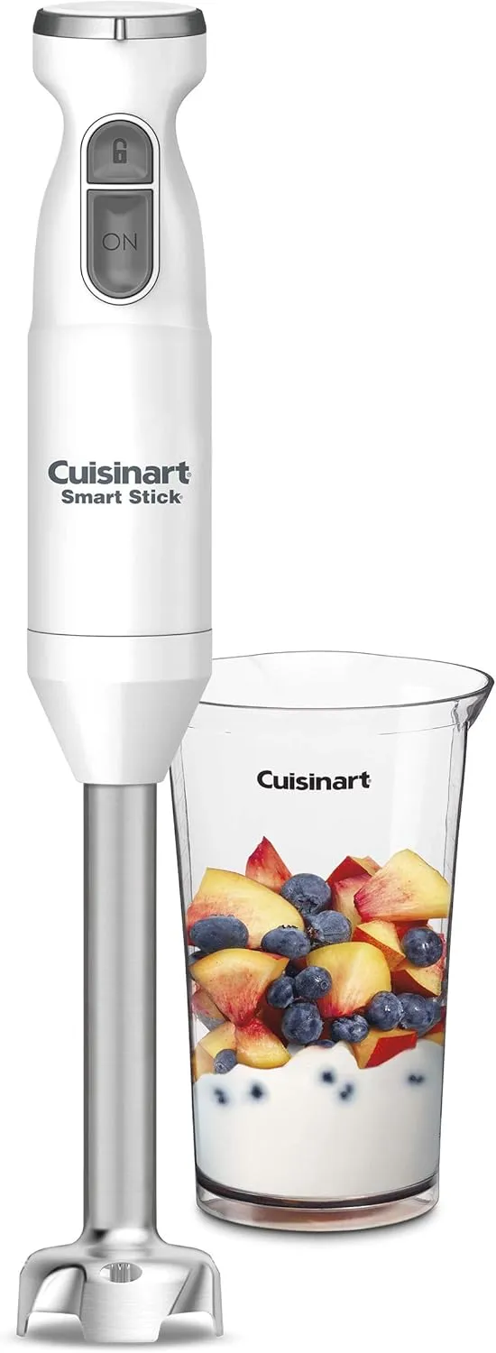 Cuisinart Hand Blender, Smart Stick 2-Speed Hand Blender- Powerful & Easy to Use Stick Immersion Blender-for-Shakes, Smoothies, Puree, Baby Food, Soups & Sauces, Stainless Steel, CSB-175P1,White