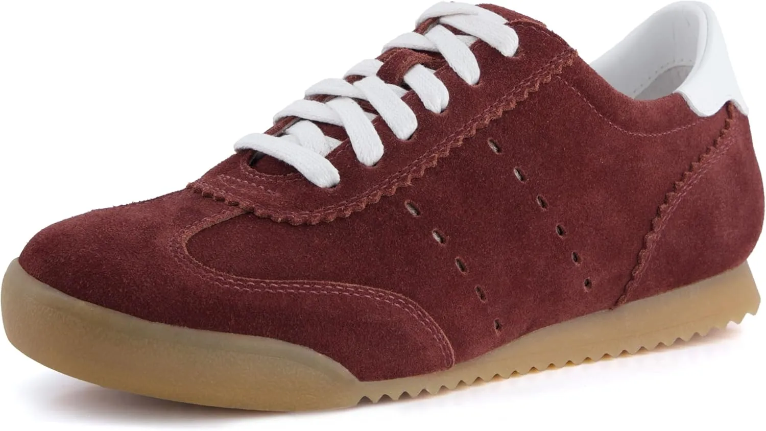 CUSHIONAIRE Tick Tock Women's Genuine Leather Lace-Up Casual Sneaker – Retro-Inspired Walking Shoe with Gum Rubber Outsole, Cushioned Arch Support, Lightweight Low Top Trainer