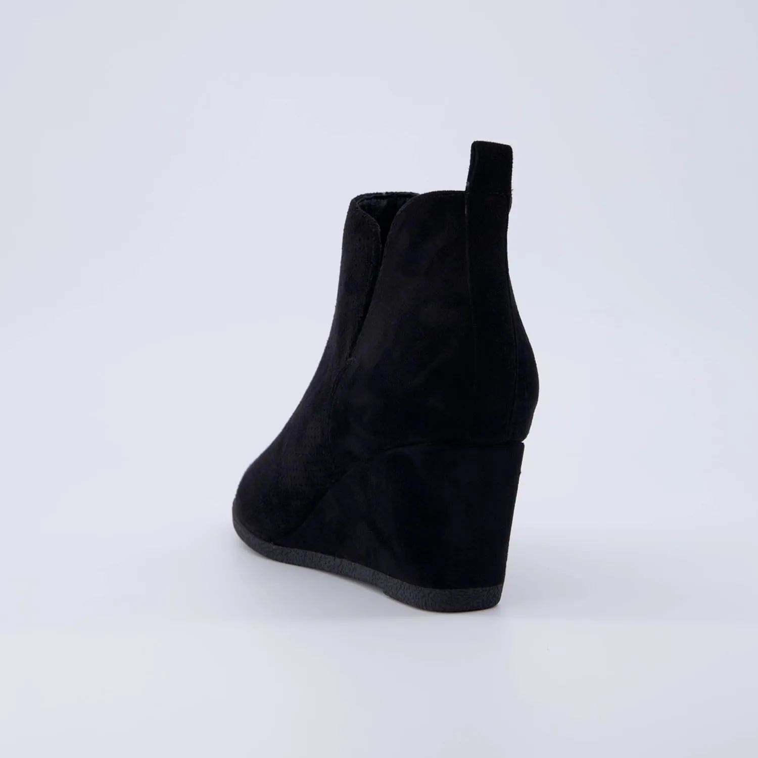 CUSHIONAIRE Women's Tito Wedge Bootie - Soft Vegan Suede, Memory Foam, Wide Width Available