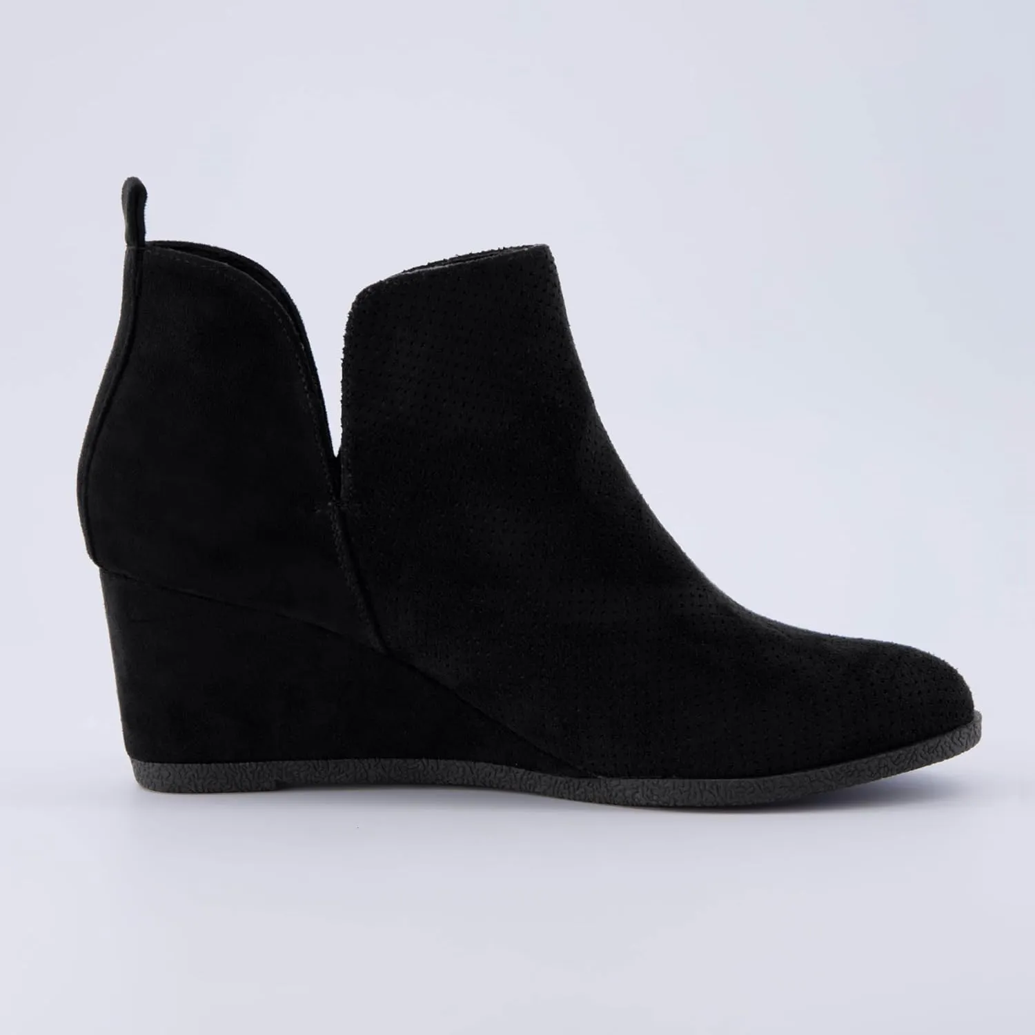 CUSHIONAIRE Women's Tito Wedge Bootie - Soft Vegan Suede, Memory Foam, Wide Width Available