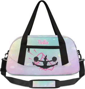 Custom Kids Sports Duffel Bag Pastel Bokeh Bubbles Cheer Personalized Dance Gym Bag for Boys Girls Lightweight Weekender Travel Duffle Cheer Bag