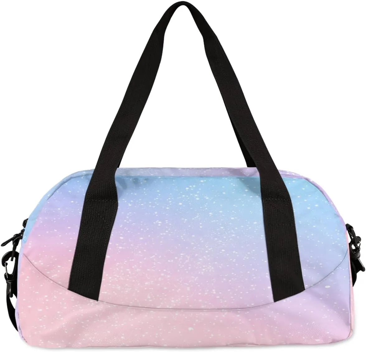 Custom Kids Sports Duffel Bag Pink Blue Pastel Gradient Ballet Dancer Personalized Dance Gym Bag for Boys Girls Lightweight Weekender Travel Duffle Cheer Bag