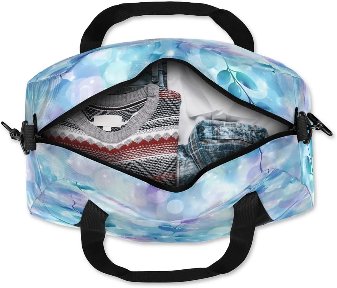 Custom Kids Sports Duffel Bag Purple Blue Bokeh Sparkling Ballet Personalized Dance Gym Bag for Boys Girls Lightweight Weekender Travel Duffle Cheer Bag