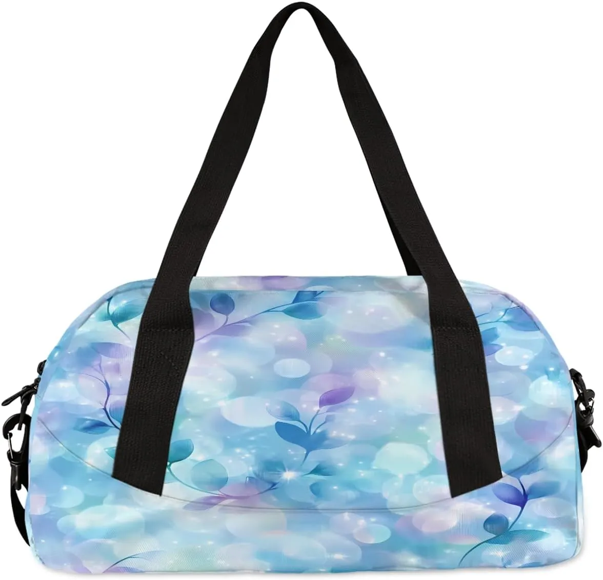 Custom Kids Sports Duffel Bag Purple Blue Bokeh Sparkling Ballet Personalized Dance Gym Bag for Boys Girls Lightweight Weekender Travel Duffle Cheer Bag