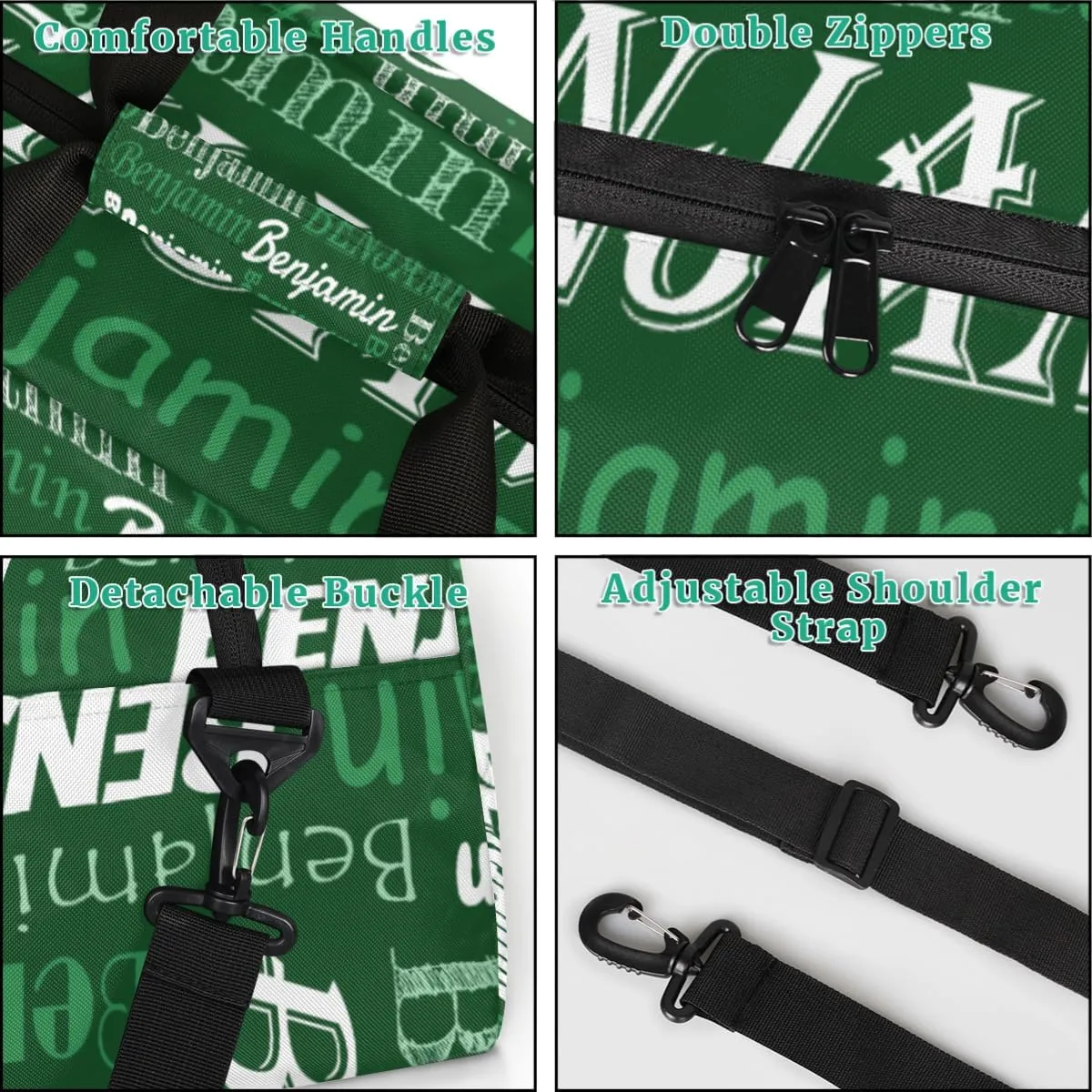 Custom Name Kids Gym Sport Bag for Boys Girls, Personalized Gymnastics Ballet Dance Bag Customized Small Duffel Travel Bag Teen Weekender Overnight Bag, Green Blue Text