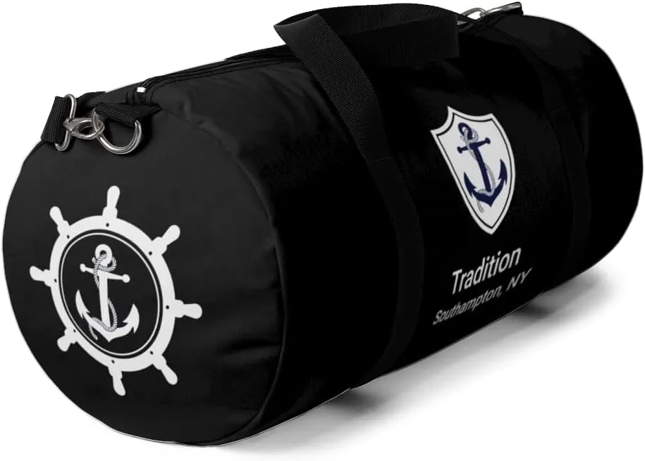 Custom Nautical Duffel Bag, Custom Boat Name Bag, Boat Accessory, Boating Gift, Nautical Yacht Gift, Personalized Anchor New Boat Owner Gift, for Gym, Travel (Black, Small)