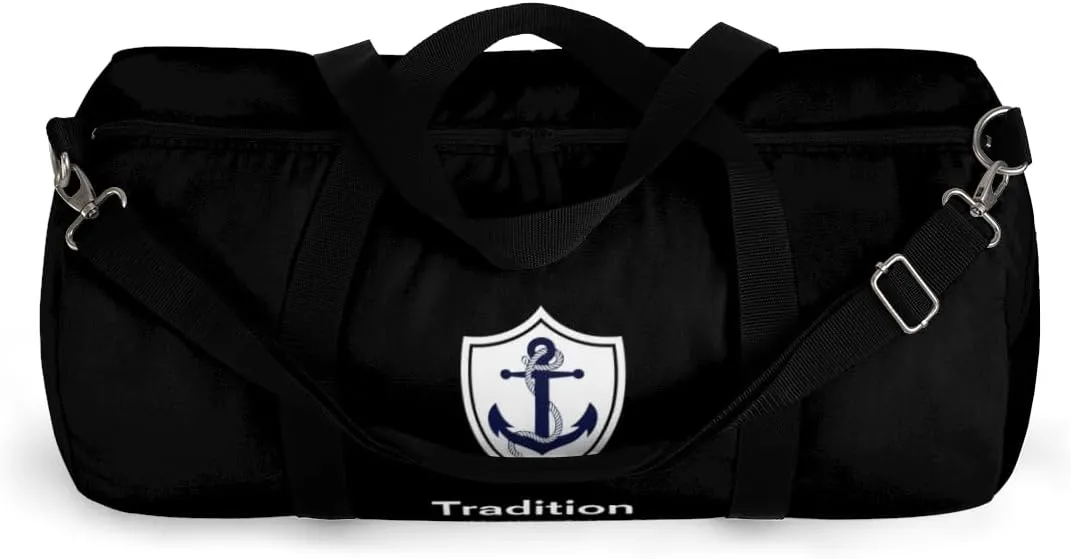Custom Nautical Duffel Bag, Custom Boat Name Bag, Boat Accessory, Boating Gift, Nautical Yacht Gift, Personalized Anchor New Boat Owner Gift, for Gym, Travel (Black, Small)