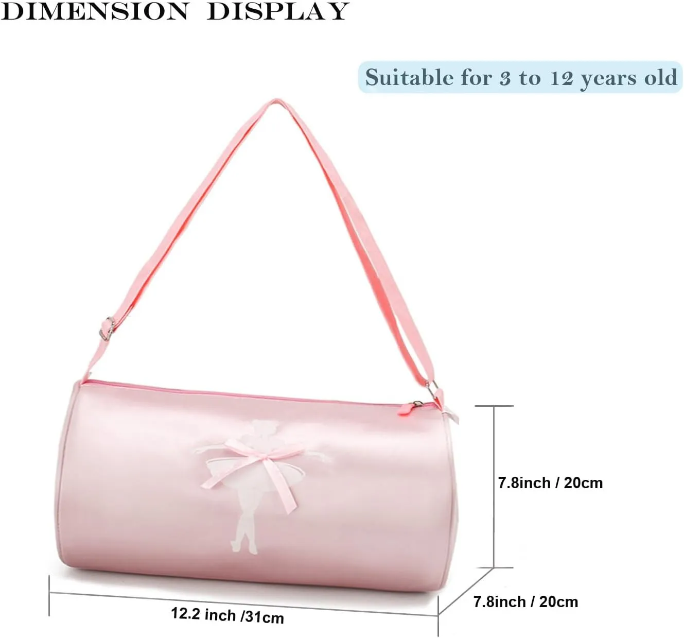 Cute Ballet Dance Backpack Tutu Dress Dance Bag Waterproof Small Duffle Bag Ballet Bags Gym Bag.(Pink)