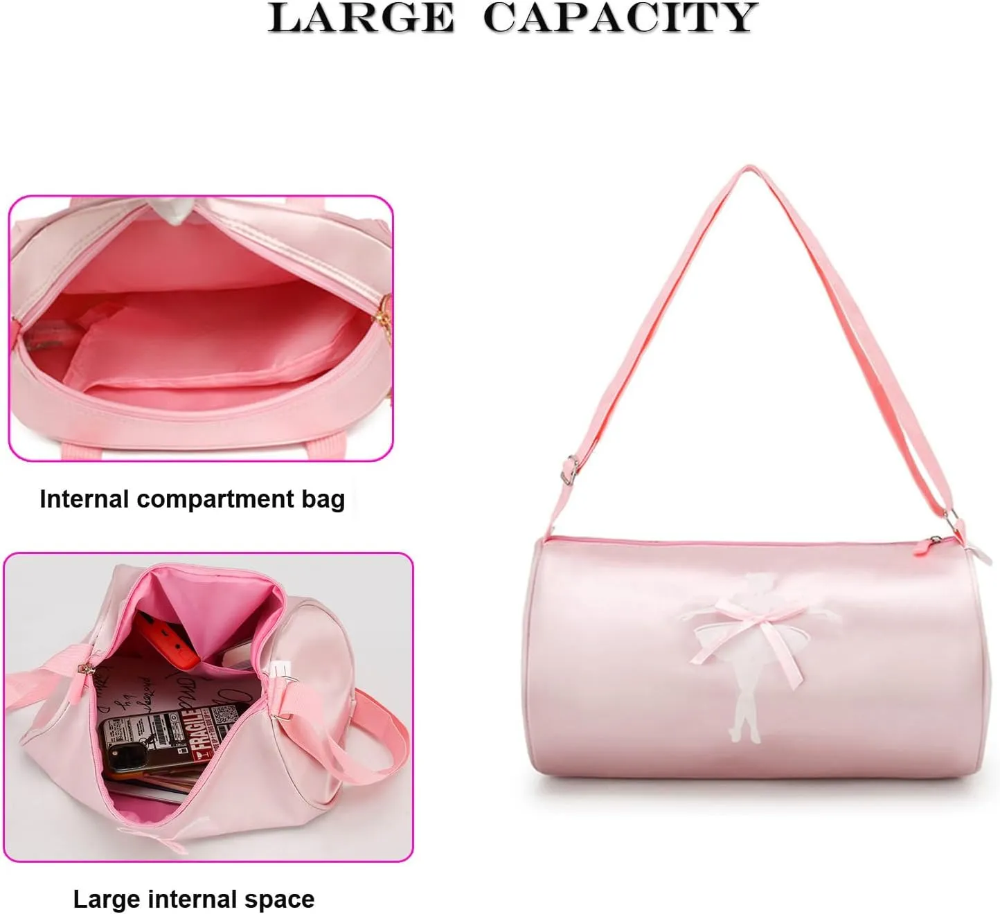 Cute Ballet Dance Backpack Tutu Dress Dance Bag Waterproof Small Duffle Bag Ballet Bags Gym Bag.(Pink)