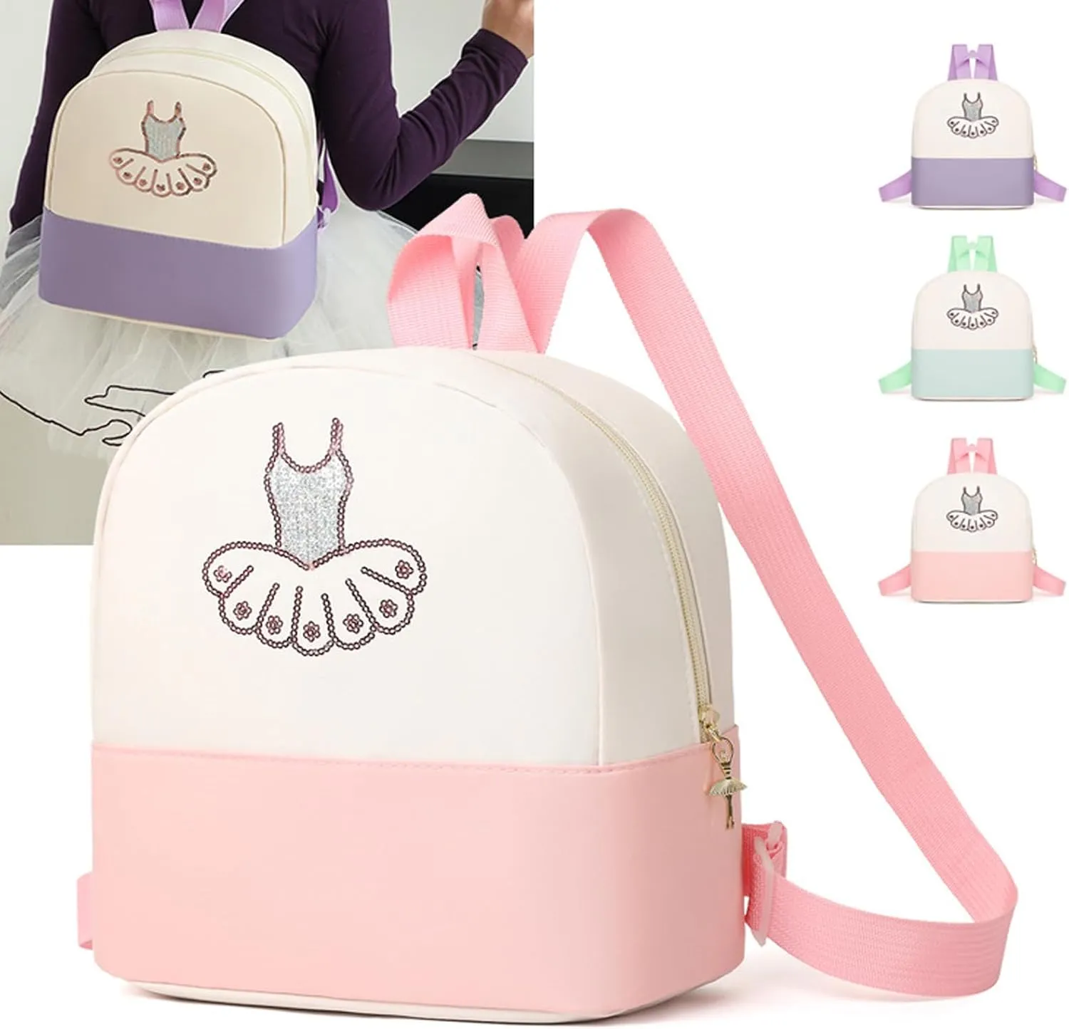 Cute Ballet Dance Backpack,Tutu Dress Dance Bag,Personalized Ballet Dance Bag for Girls,Gymnastics Ballet Bags,ballet dance bag,Ballerina Duffle Bag (Pink)