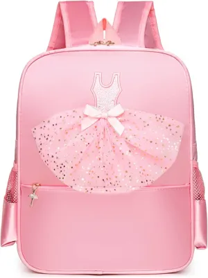 Cute Ballet Dance Backpack,Tutu Dress Dance Bag,Waterproof Bag Ballerina Duffle Bag Personalized dance bags Gym Bag.(Pink)