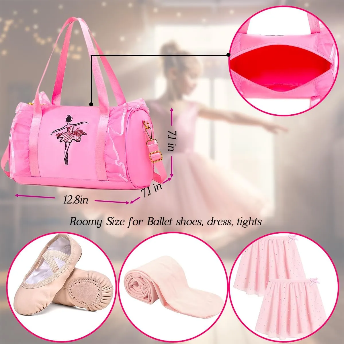 Cute Ballet Dance Bag Princess Backpack Pink Shoulder Bag Girls